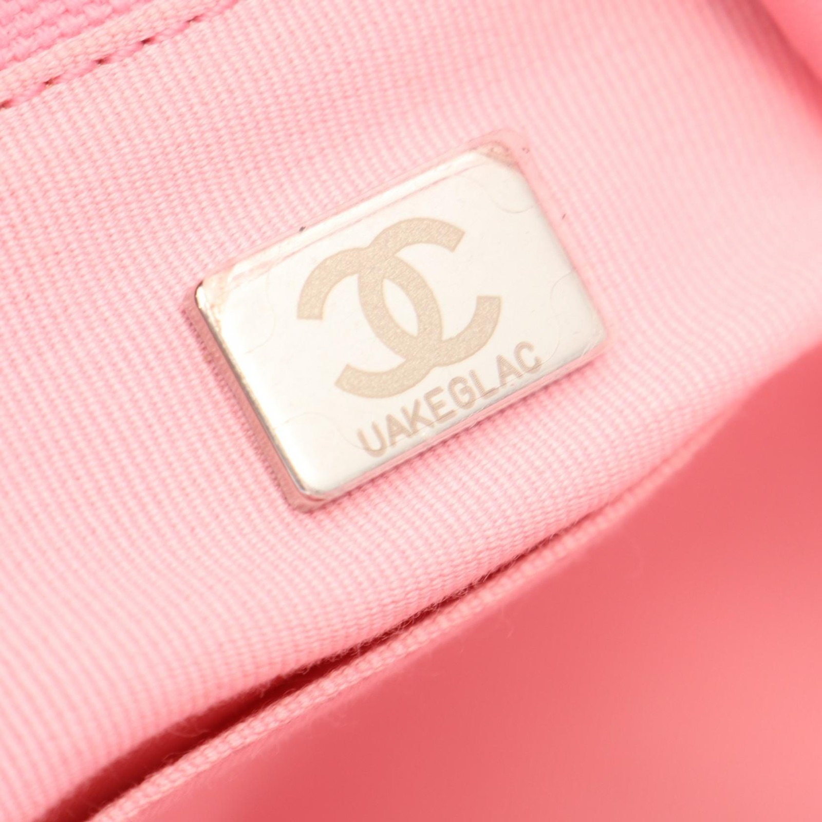 CHANEL Deauville Large Shoulder Tote Handbag A93786 canvas leather Pink SHW Used image 5