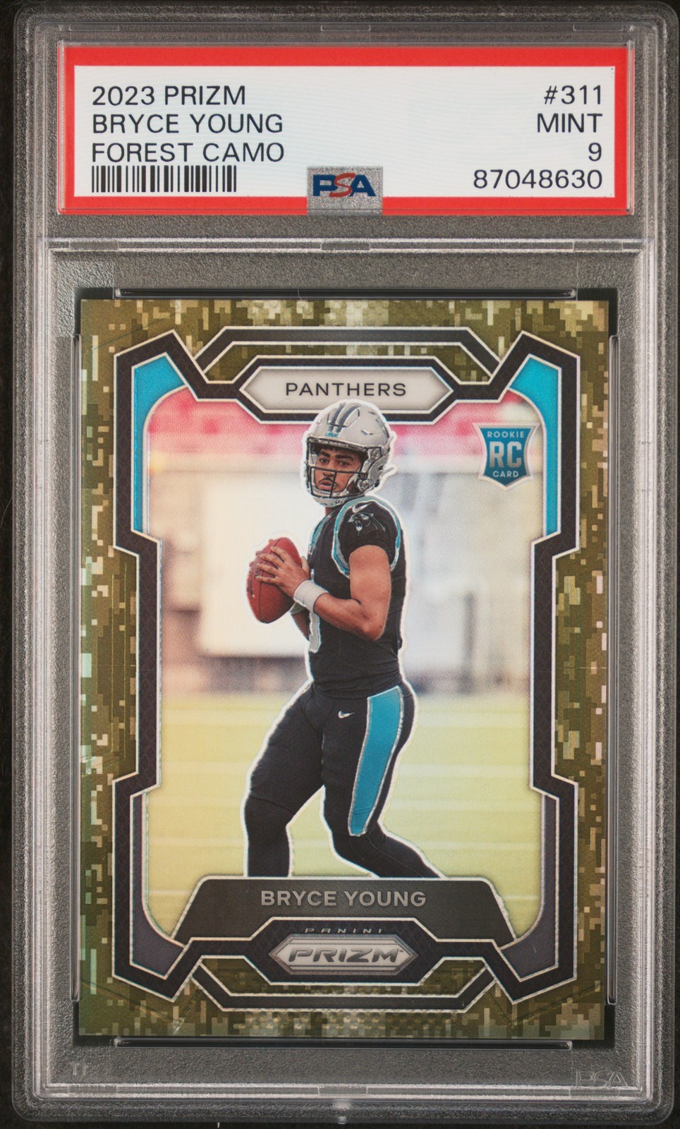 2023 Panini Prizm Bryce Young RC #4/15 Forest Camo PSA 9 Mint Rookie #311