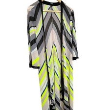 Torrid Chiffon Longline Open Front Kimono Chevron Pattern Sz 1/2 1X/2X 