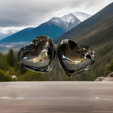 MICHAEL ARAM LUNA DOUBLE HEART DISH SIGNED HOME DECOR 2” TALL 9” WIDE