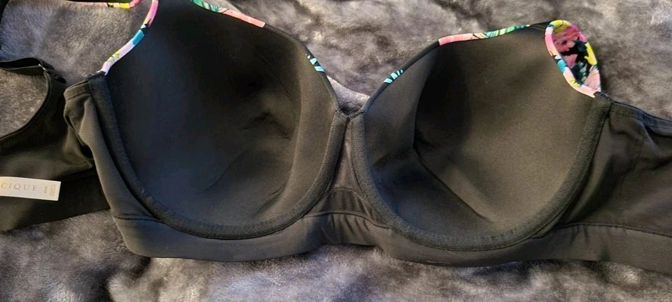 Lane Bryant Cacique Balconette Underwire Black Floral & Mesh Bra 40G New Unworn  - Image 2 of 4