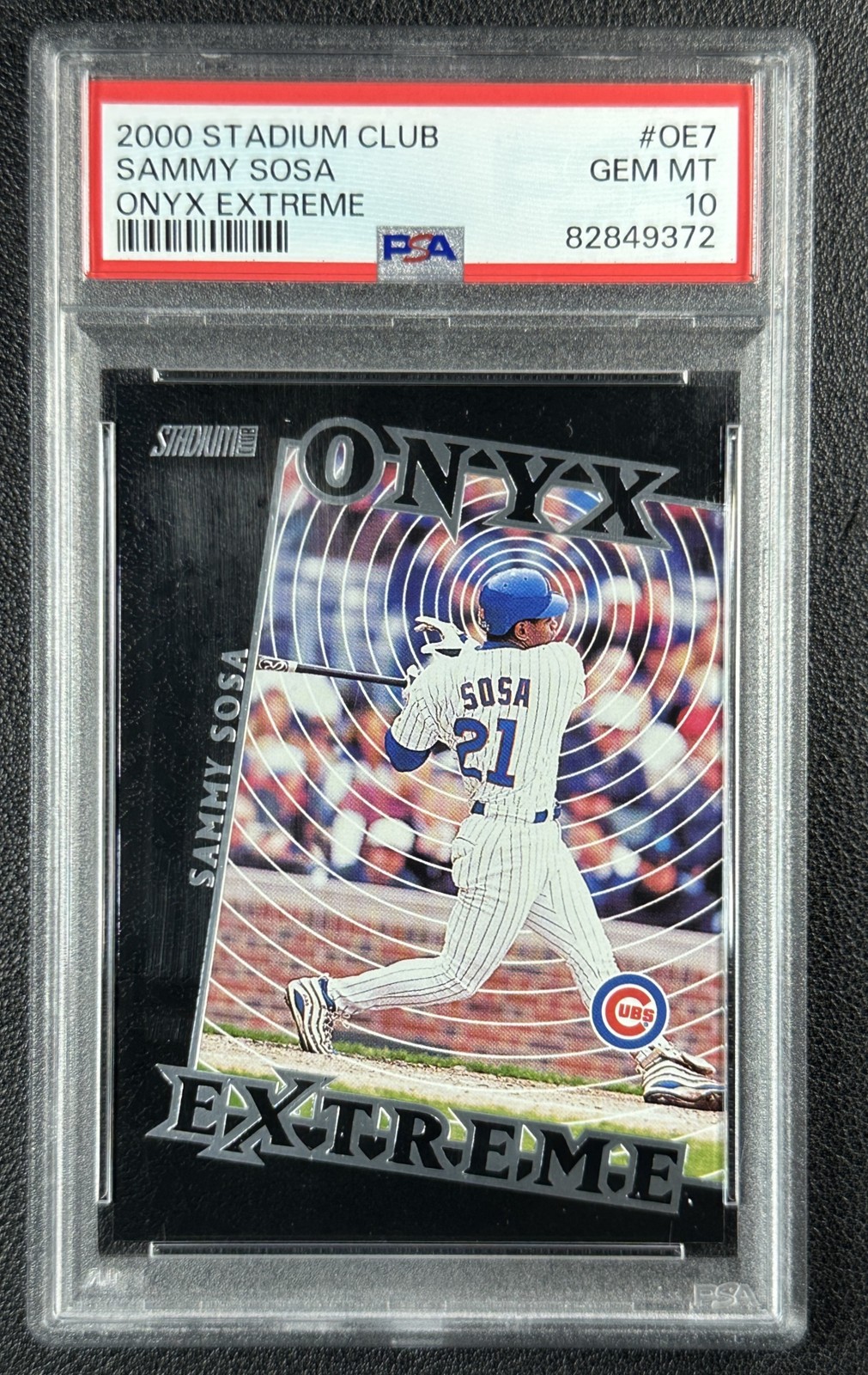 POP 3 SAMMY SOSA PSA 10 2000 TOPPS STADIUM CLUB #OE7 ONYX EXTREME DIE CUT DC 372 view 1