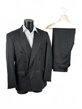 Vintage Horne Brothers Double Breasted 2 Piece Suit Charcoal Grey 40-42R