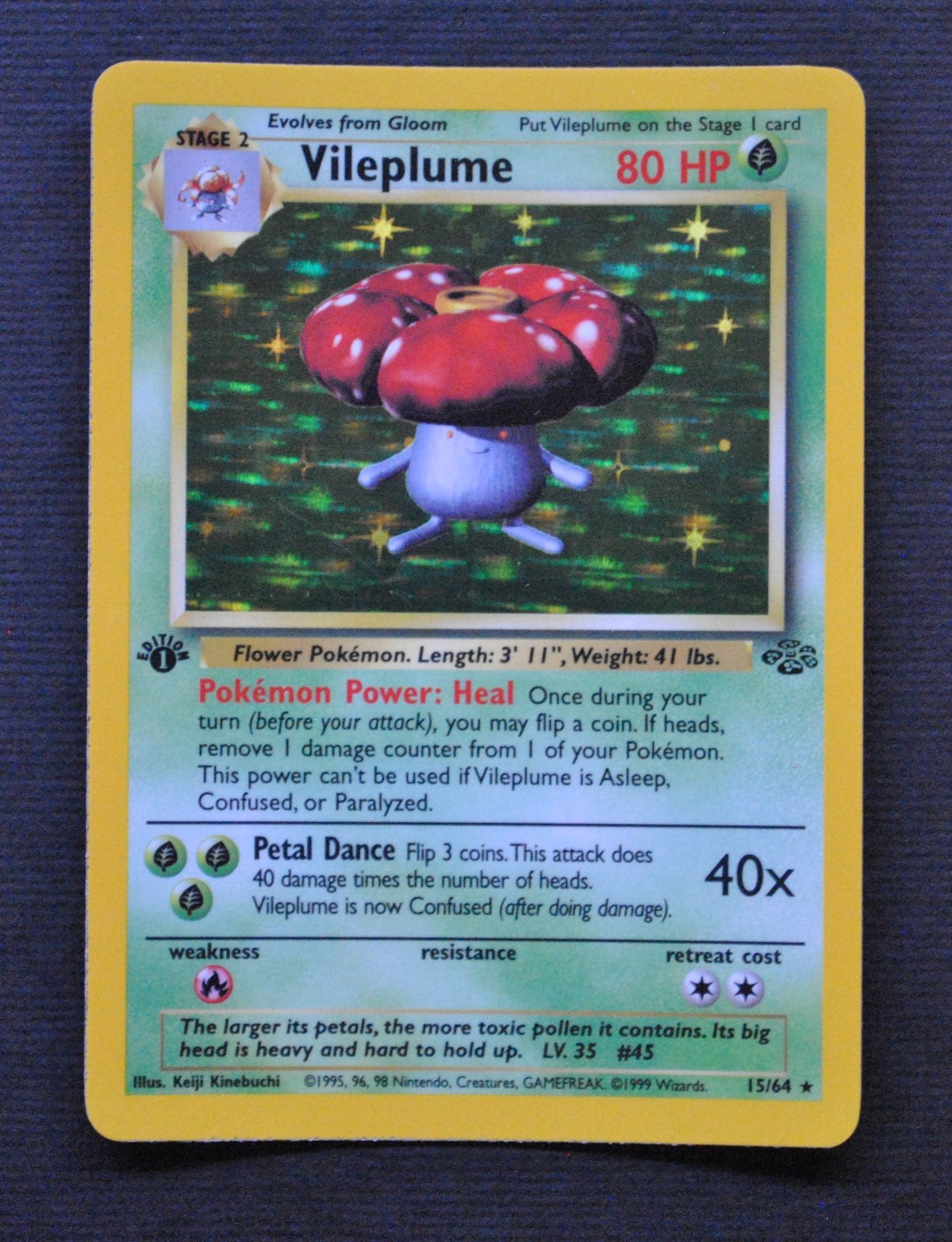 Vileplume 15/64 1st Edition Jungle Holo - Pokemon TCG Vintage Card - NM