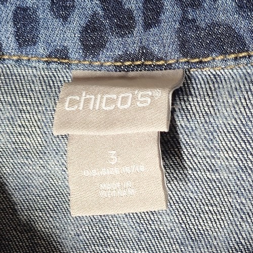 Chico's Damen Jeansjacke blau Leopardenmuster Größe 3 Freizeit Animal Chic - Bild 6 von 6
