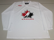 Vintage IIHF Ice Hockey Team Canada Practice Blank Jersey Large Bauer White