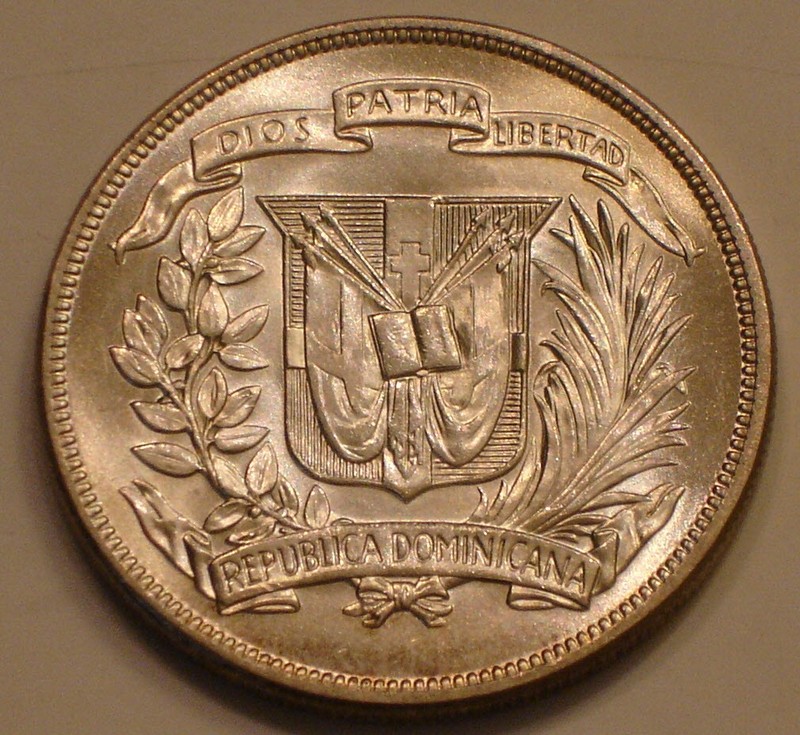 1955 SILVER Peso of Dominican Republic Choice BU TRUJILLO REGIME