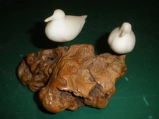 John Perry Studio Two White Sandpiper Birds Burl Wood Art Sculpture Ocean