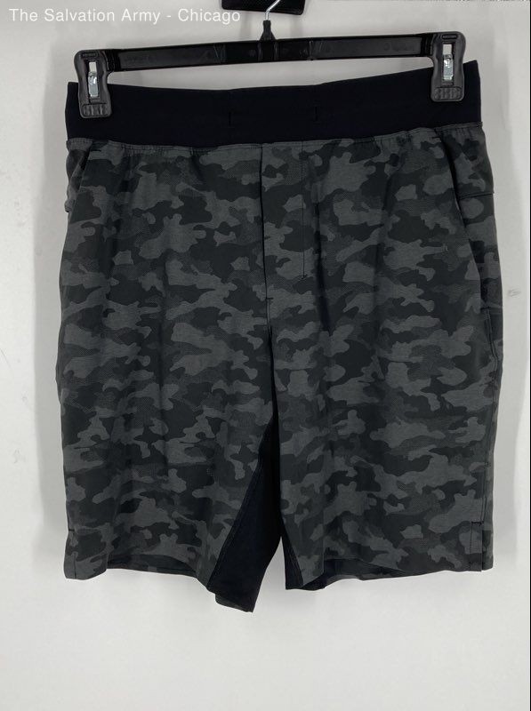 Lululemon Mens Black Gray Camouflage Elastic Waist Athletic Shorts Size M