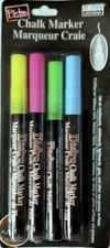 Marvy Uchida Bistro Chalk Markers Neon 4 Pack-Dustless-Wipe Away With Damp Cloth