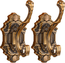 2 Pcs Antique Gold Vintage Brass Hook Coat Hooks  Wall Mounted  Vintage Hooks for