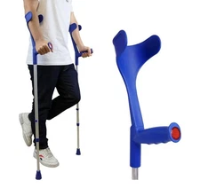 Forearm Crutches Aluminum Walking Crutches Blue Adjustable Height Open Cuffs