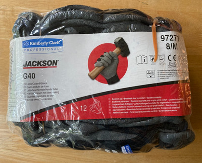 Kimberly-Clark Jackson Safety Gloves Crinkled Latex Coated Gloves Medium 1 Dozen