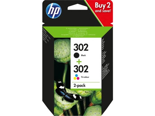 HP 302 / X4D37AE Tinten Doppelpack schwarz, color (2 Stück) - Bild 1 von 4