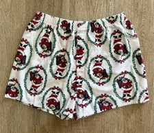 Boxers By Varsity Men’s L Flannel Sleep Shorts Vintage Santa Claus USA Made