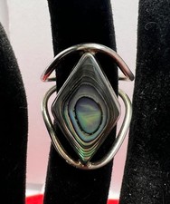 Sterling Silver 925 Abalone Ring Size 7 Mexico Silver