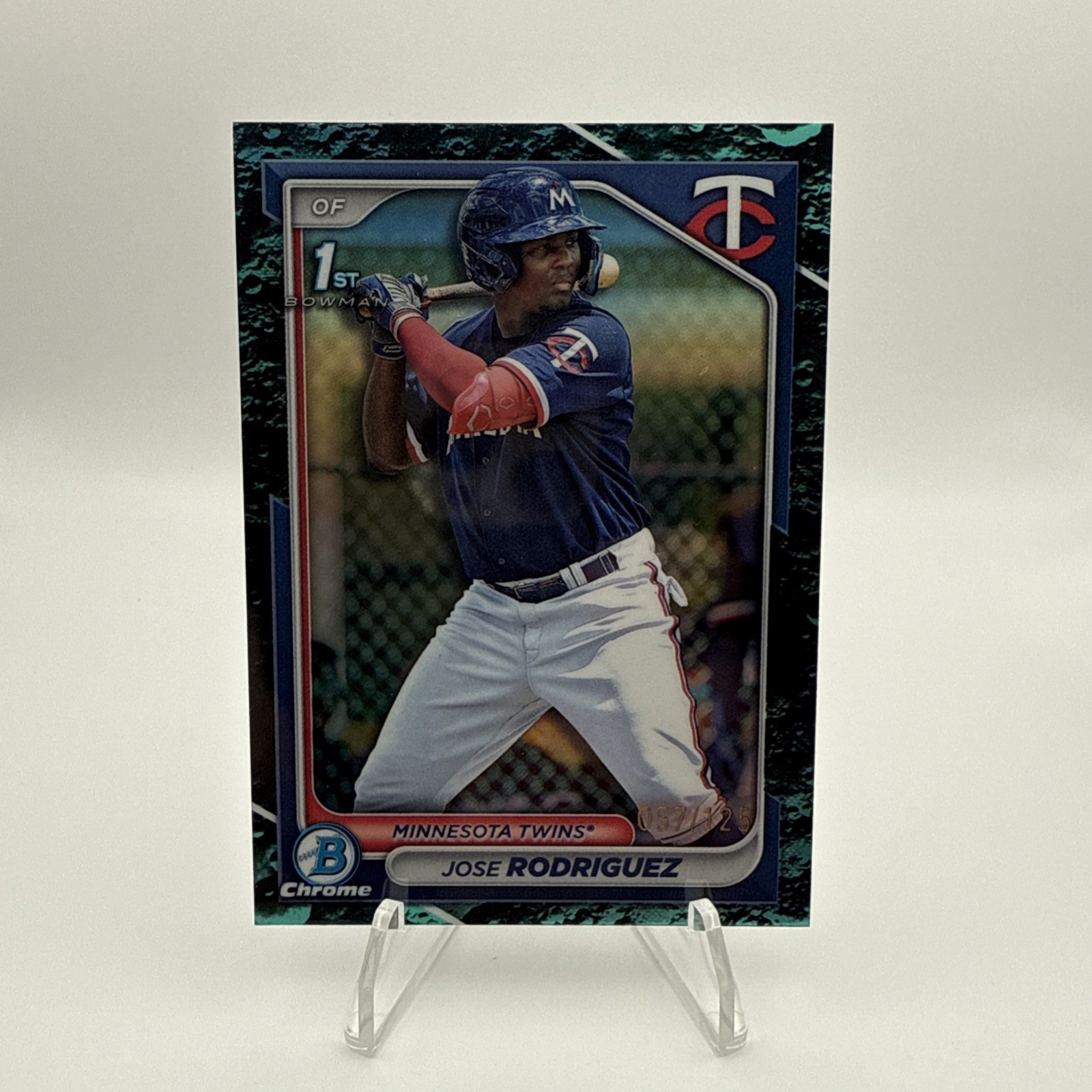 2024 Bowman Jose Rodriguez Chrome Aqua Lunar Refractor 1st #117/125