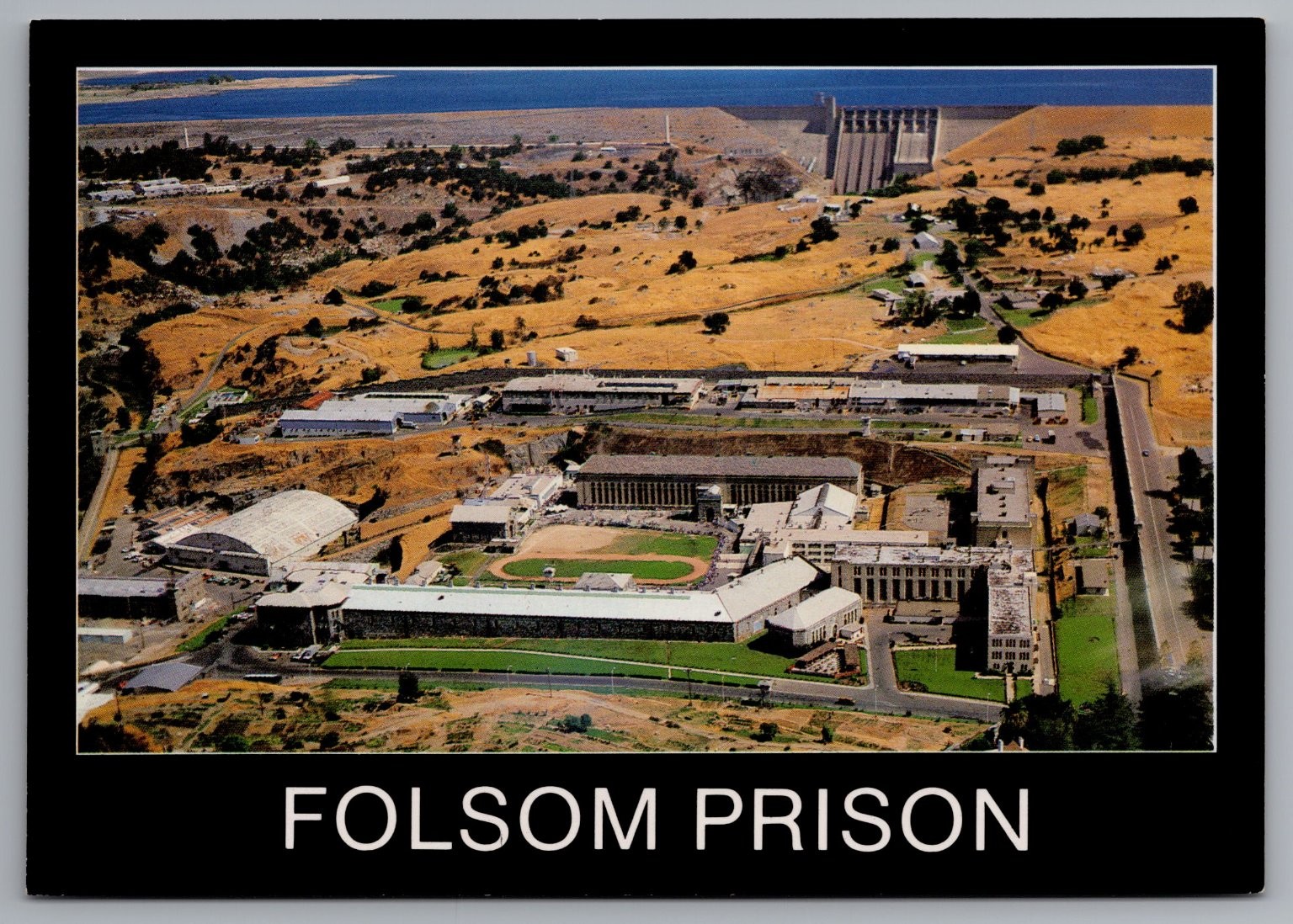 1980s Folsom Prison & Dam Photochrome Postcard Represa CA