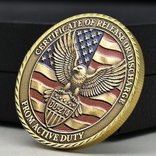 Moneda de Servicio Honorable DD-214 Certificado de Lanzamiento Medalla Desafío Militar