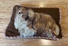 Vintage Needlepoint Pillow Dog Collie Shetlan...