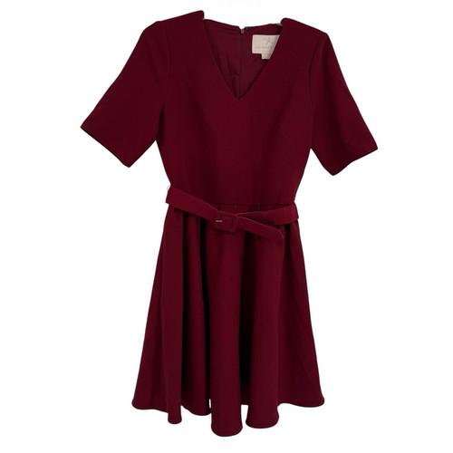 Gal Meets Glam NWT Clara Fit & Flare Dress Size 8 Belted Short Sleeves Rust