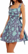 Free People Meet Me in Maui Ocean Combo Floral Mini Dress Size S Boho Y2K
