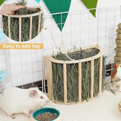 Hay Feeder for Rabbit Food Dispenser Easy Installation Less Wasted Wood for