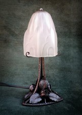 DEGUÉ : lampes Art déco fer forgé Tulipe pâte de verre Pressé 1930 
