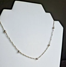 FAS ITALIAN 925 STERLING SILVER 5 mm BEAD BALL TWISTED CHAIN LINK NECKLACE  16 "
