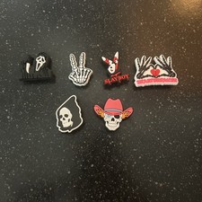 6 Pc Horror Shoe Charms for Clogs Crocs Skeleton Themed Rock