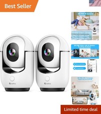 Complete 360 Coverage 2K WiFi Security Cameras - Pet  Baby Monitor - 2 Pack