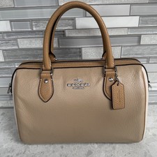Coach Rowan Leather Satchel Sandy Beige Chalk Color Block