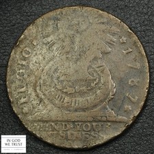 1787 Fugio Colonial Copper Large Cent 1C