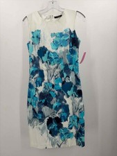 Pre-Owned Tahari Blue Size 8 Knee Length Sleeveless Dress