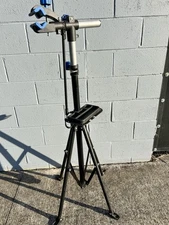 Adjustable Bike Repair Work Stand With Bonus Tool Tray For Home Bicycle Mechanic