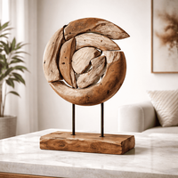 Teak Deko Teakholz Figur Holz Schnecke Auf StäNder Garten Skulptur Terrasse
