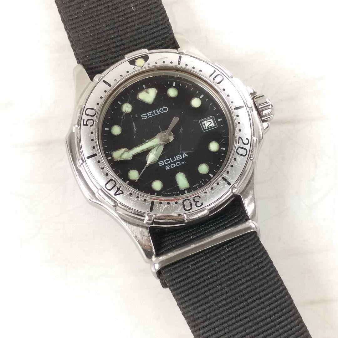 Vintage SEIKO Diver SCUBA 7N35-6000 Black Dial Silver Watch NEW