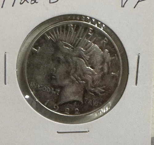 1922-D Peace Dollar - VF-RAW Circulated 90% Silver Coin -