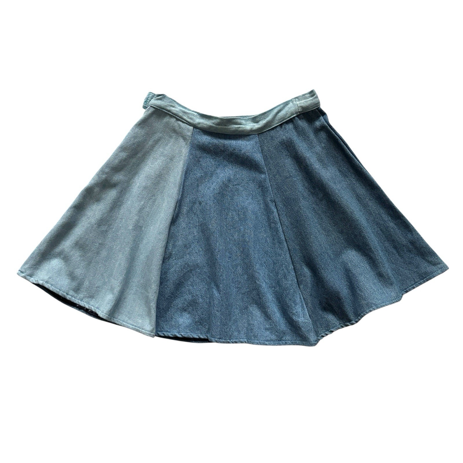 Vintage Skirt 80s 90s Patchwork Panelled Denim Mini Retro New Wave 6 image 2