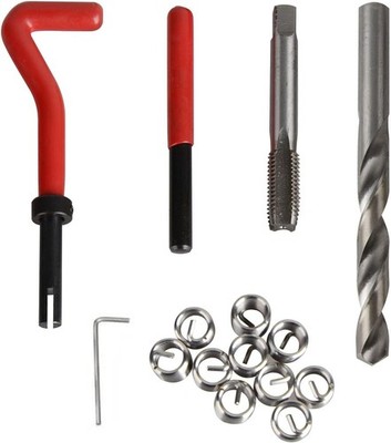 15 pcs Helicoil Thread Repair Insert Set, M9 x 1.25 x 13.5mm Compatible Auto Car