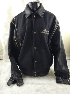Vintage INDIAN MOTORCYCLE Mens VARSITY BOMBER Jacket Black Medium