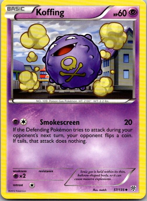 Koffing 57/135 Uncommon Plasma Storm Pokemon Lightly Played