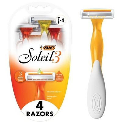 BIC Soleil 3 Women's 3-Blade Disposable Razors 4 Count Aloe Smooth Razor