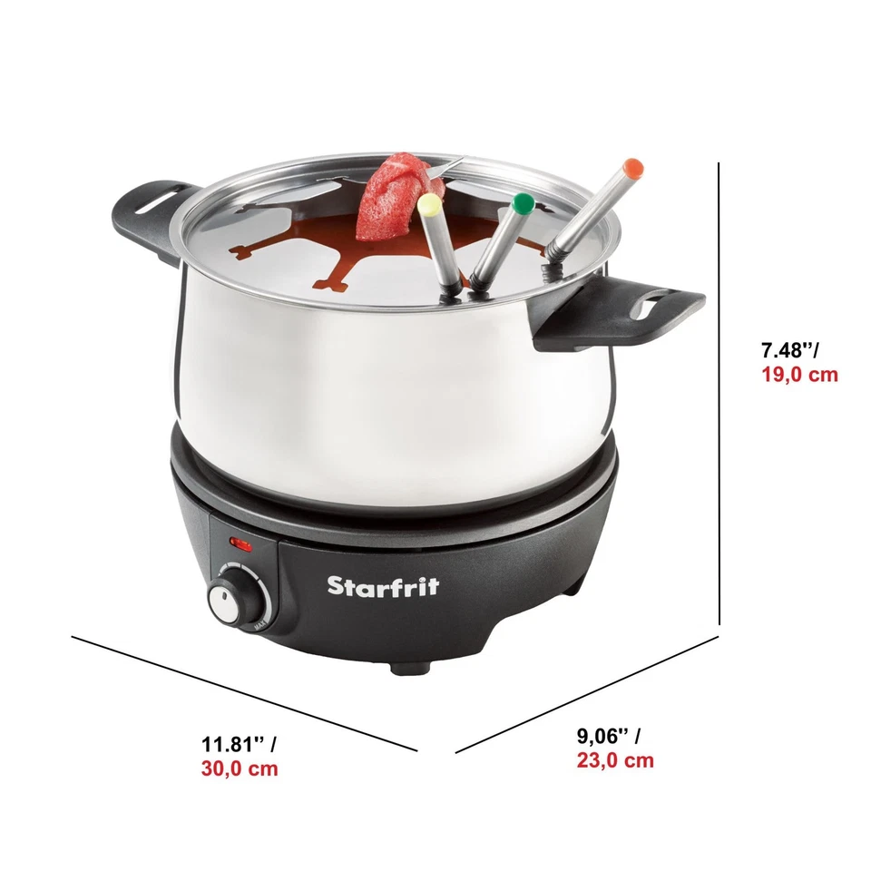 Conjunto de fondue elétrico Starfrit 12 peças 3L 1500W queijo chocolate cabo magnético - Imagem 3 de 4