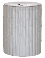 ACS4553B Bamboo Ceramic Decorative Garden Stool, 0, White
