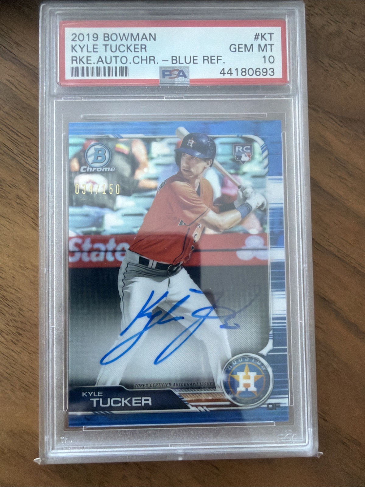 KYLE TUCKER 2019 BOWMAN CHROME ROOKIE BLUE REFRACTOR AUTO /150 PSA 10 ROOKIE RC