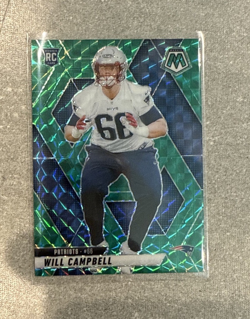WILL CAMPBELL 2025 MOSAIC #378 GREEN PRIZM ROOKIE RC LSU NEW ENGLAND PATRIOTS 🔥