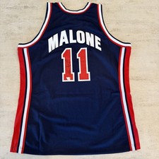 Karl Malone Signed Team USA Mitchell & Ness Navy Authentic Jersey Fanatics 🔥🔥