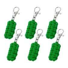 Paracord Zipper Pull, 80 mm Length for Backpacks - Cylinder (6 Pack, Green)