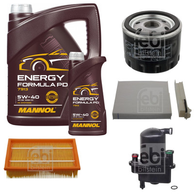 FEBI BILSTEIN Inspektionspaket 6L MANNOL Energy Formula PD 5W-40 für Renault